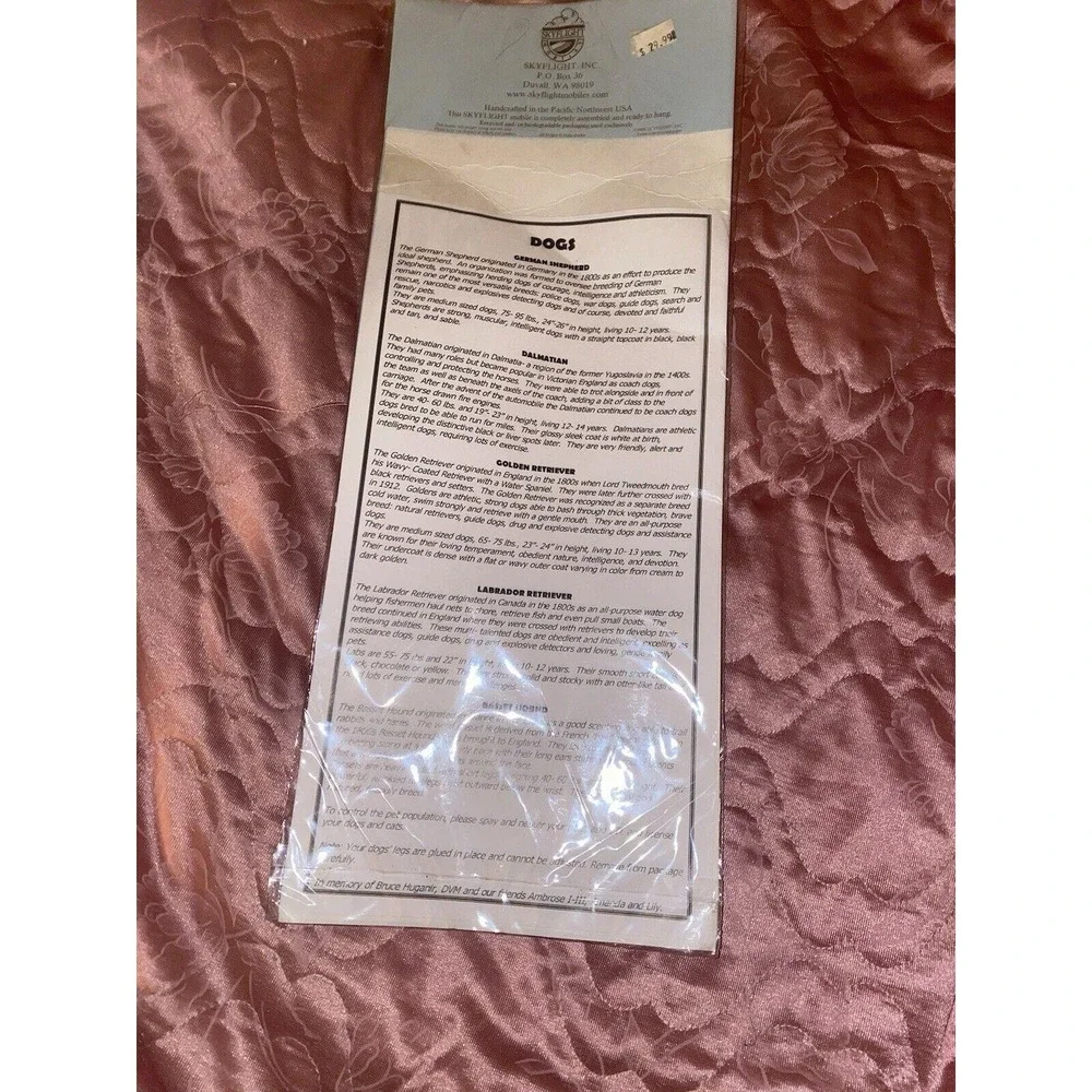 Skyflight Mobiles Dogs‎ German Shepherd Golden Retriever NEW sealed Made in USA